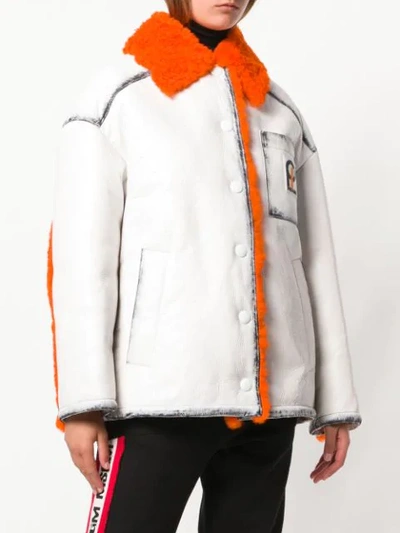 Prada Logo Patch Vintage Shearling Jacket In White