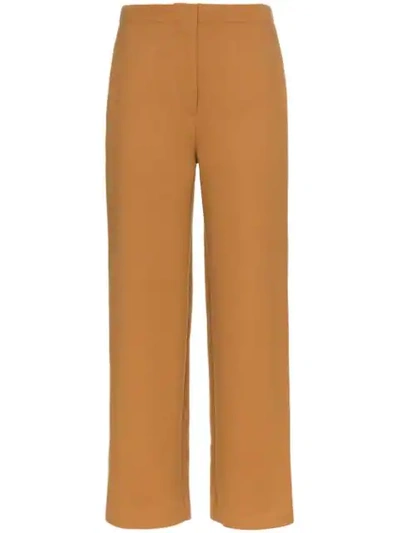 Shop Roksanda Petra Wool Blend Trousers In Brown