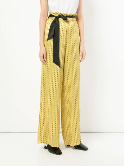 dot print high-waisted trousers