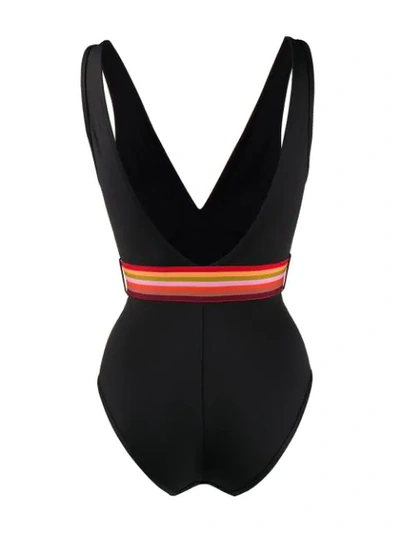 Shop Zimmermann Belted Swimsuit In Black