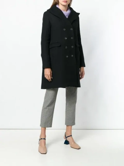 Shop Carven Double Breasted Coat In Black