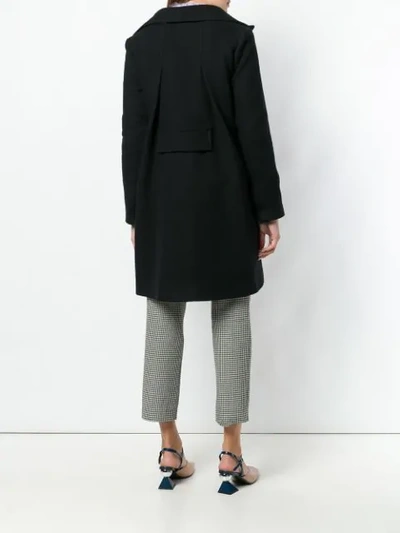 Shop Carven Double Breasted Coat In Black