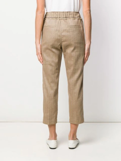 Shop Brunello Cucinelli Cropped Tailored Trousers In Brown