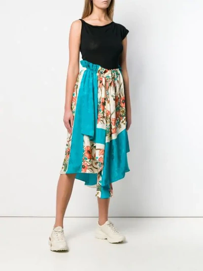 Shop Gucci Asymmetric Draped Skirt In Blue