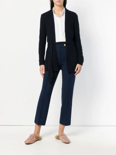 Shop Tory Burch Sara Cropped Trousers In Blue