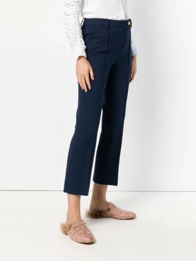 Shop Tory Burch Sara Cropped Trousers In Blue