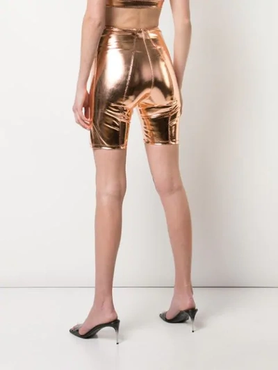 Shop Lisa Marie Fernandez Metallic Shorts In Gold