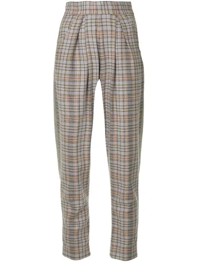 ANOUKI CHECK TAPERED TROUSERS - 粉色