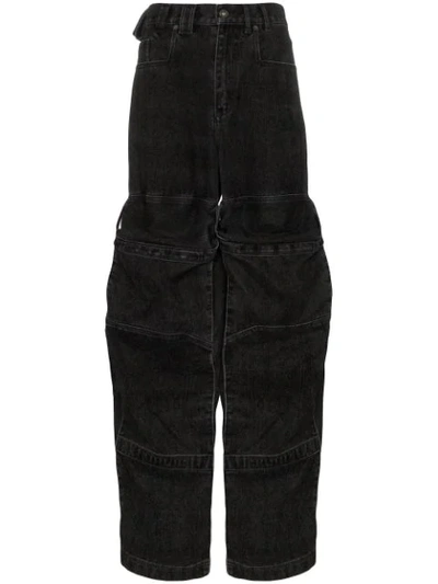 Shop Y/project Cargo Pocket Flared Jeans In Black