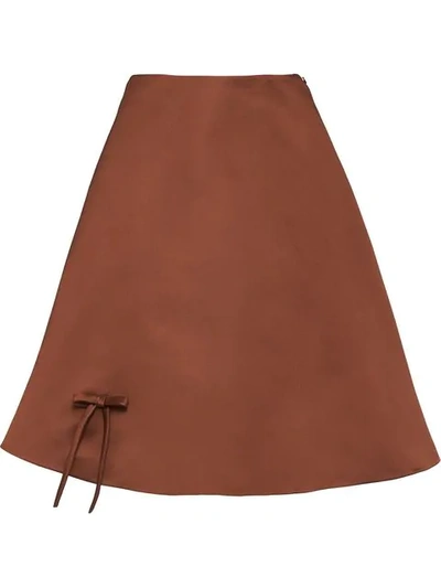 Shop Prada Satin Poodle Skirt In Brown