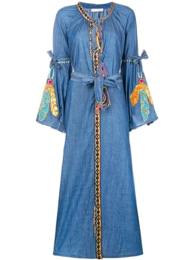 Shop Anjuna Aida Oversized Denim Kimono - Blue