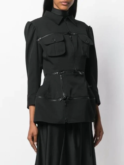 Shop Yohji Yamamoto Structured Zipped Jacket - Black