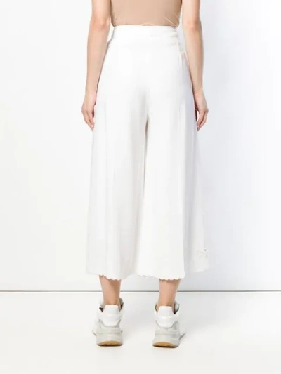 Shop Stella Mccartney Cropped Wide Leg Trousers In White