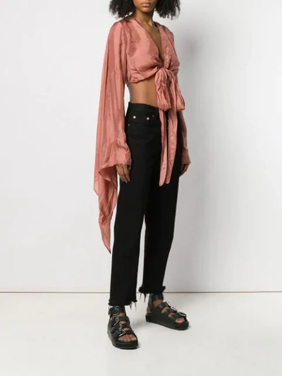 Shop Rick Owens Tied Cropped Top In Neutrals
