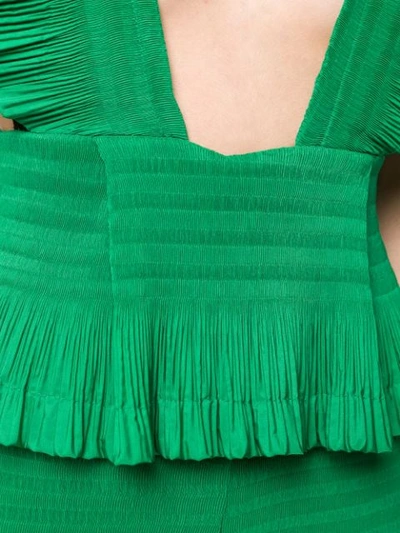 Shop Area Ruffled Plunge Jumpsuit - Green