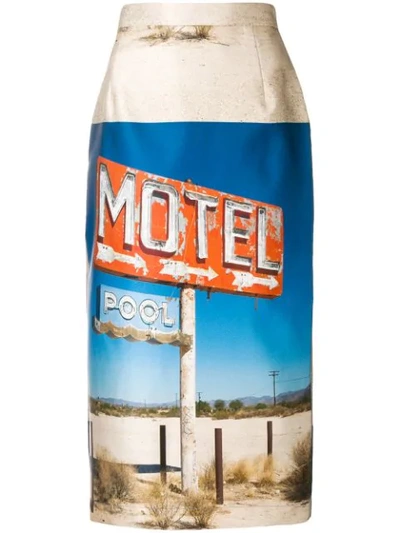 motel印花铅笔半身裙