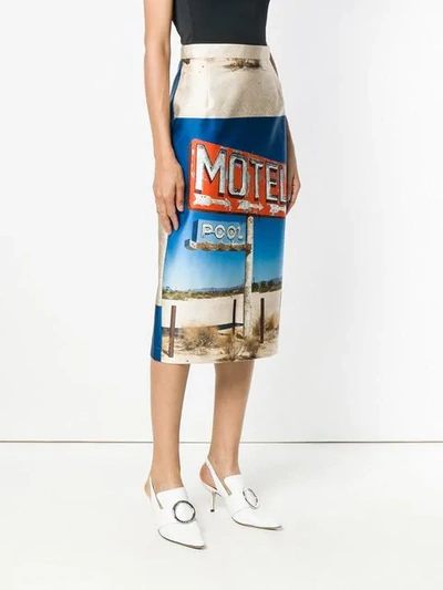motel印花铅笔半身裙