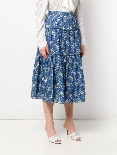 Shop Ulla Johnson Auveline Printed Skirt In Blue