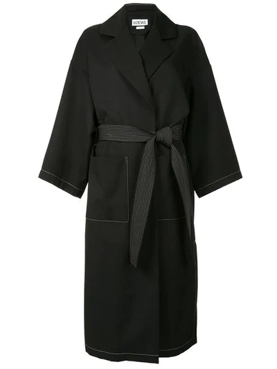 Shop Loewe Oversized Mid-length Coat In Black