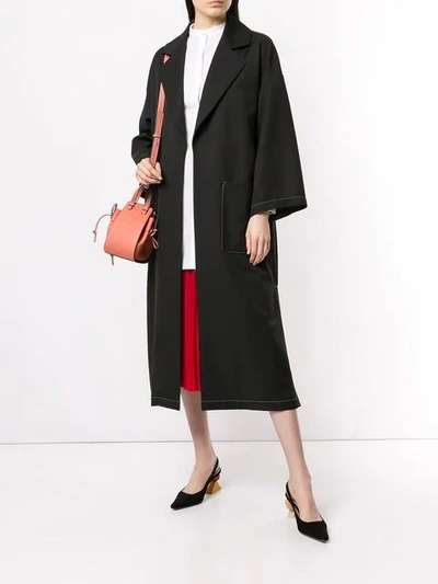 Shop Loewe Oversized Mid-length Coat In Black