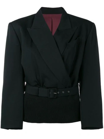 Pre-owned Jean Paul Gaultier Vintage Ribbed Waist Blazer In Black