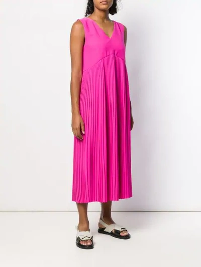 Shop Kenzo Pleated Midi Dress In Pink