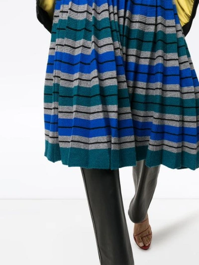 Shop Plan C Pleated Stripe Wool Skirt In Multicolour