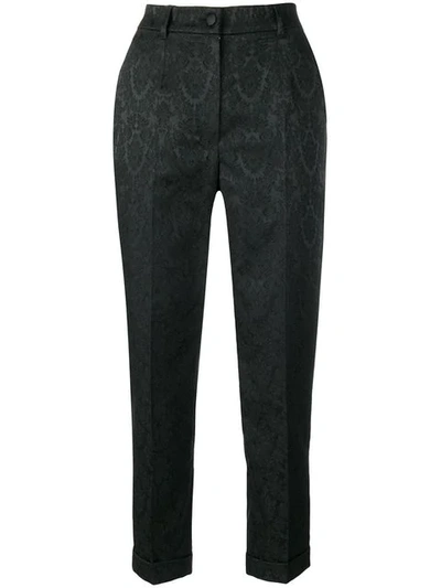 Shop Dolce & Gabbana Cropped Jacquard Trousers In Black