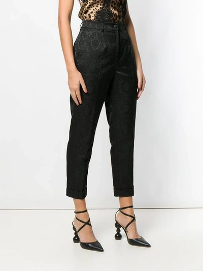 Shop Dolce & Gabbana Cropped Jacquard Trousers In Black