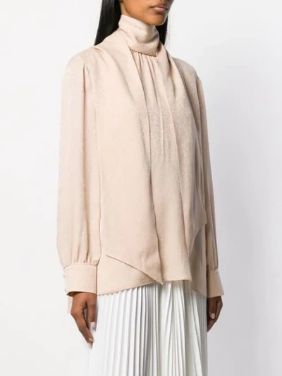 Shop Fendi Crêpe De Chine Blouse In Neutrals