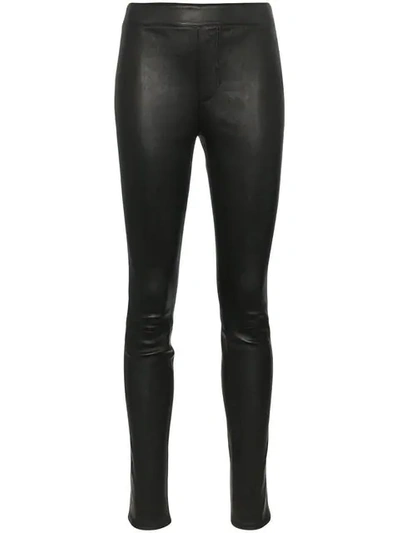 Shop Helmut Lang Stretch Leather Leggings In Black