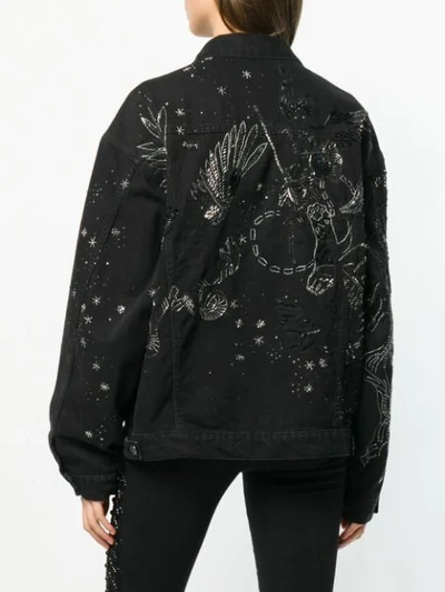 Shop Amen Bead Embroidered Denim Jacket In Black