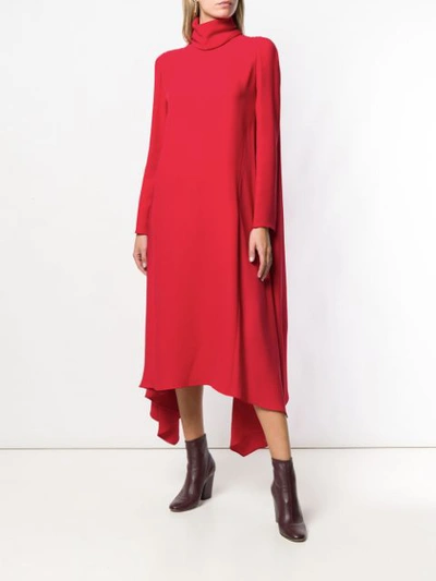 Shop Valentino Funnel Neck Maxi Dress In Red
