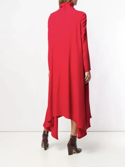 Shop Valentino Funnel Neck Maxi Dress In Red