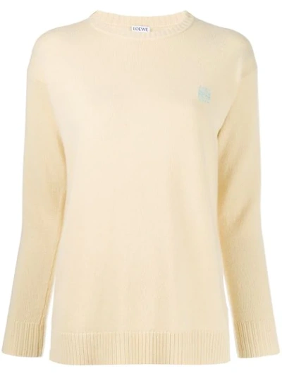 Shop Loewe Embroidered Logo Sweater In Yellow