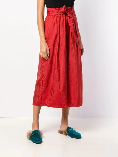 Shop Forte Forte Belted Wide Leg Trousers In Red
