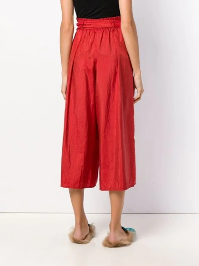 Shop Forte Forte Belted Wide Leg Trousers In Red