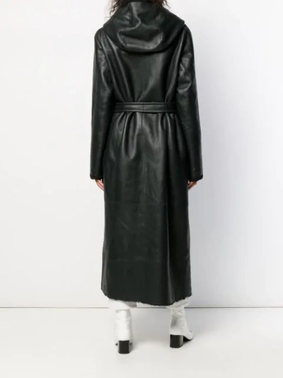 Shop Liska Teddy Hooded Longline Coat In Black