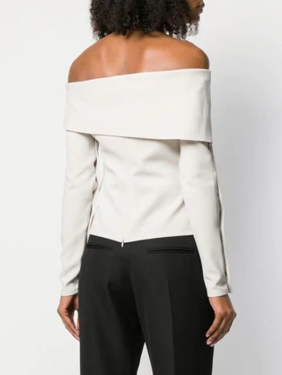 Shop A.w.a.k.e. Foldover Bardot Top In Neutrals