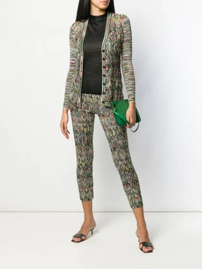 Shop Missoni Multi-pattern Cardigan In Green