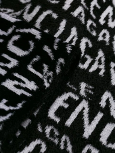 Shop Balenciaga Wavy Logo Knitted Crewneck Top In 1070 Black