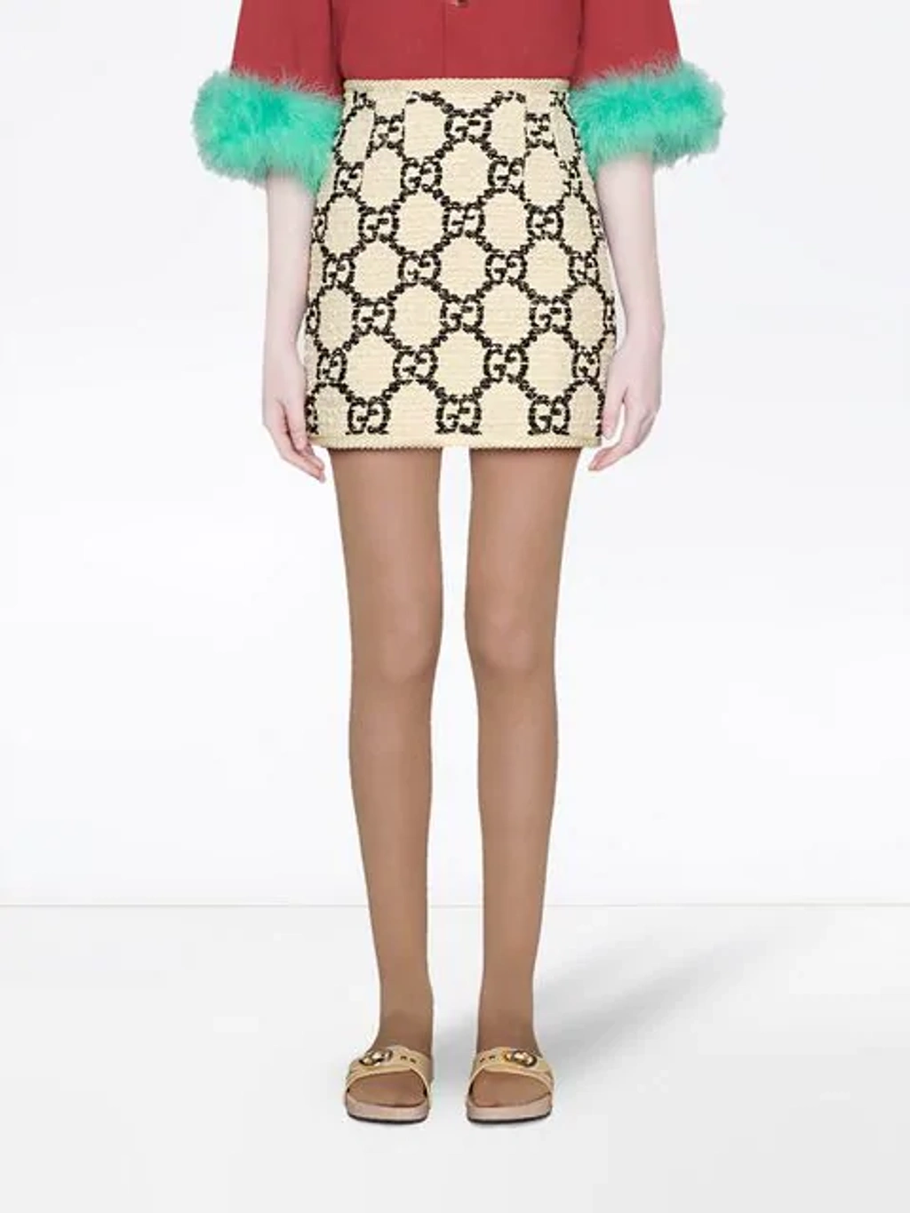 Gucci Gg Pattern Tweed Mini Skirt In White ModeSens