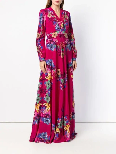 Shop Etro Flower Print Long Dress - Pink