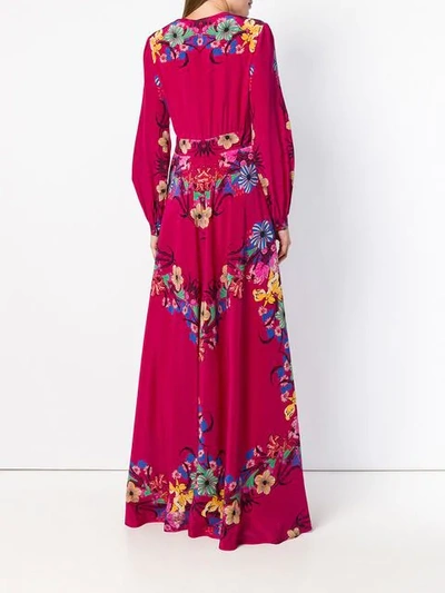 Shop Etro Flower Print Long Dress - Pink