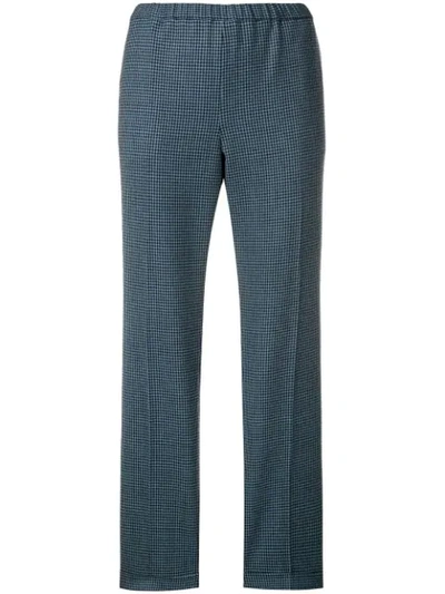 Shop Alberto Biani Check Tapered Trousers - Blue
