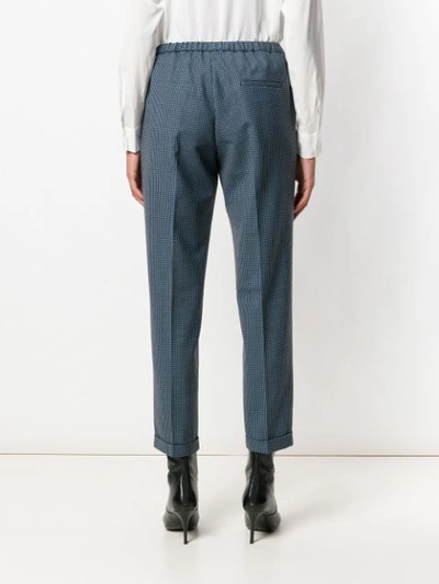 Shop Alberto Biani Check Tapered Trousers - Blue