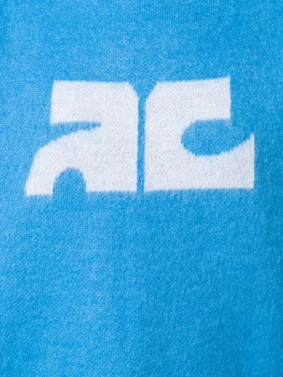 Shop Courrèges Logo Print High Neck Top In 410 Bleu Ciel
