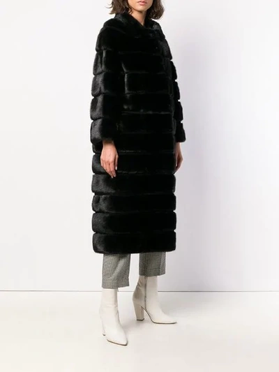 Shop Simonetta Ravizza Long Fur Coat In Black