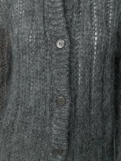 Shop Prada Chunky Knit Cardigan In Grey