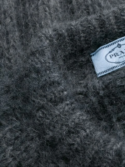 Shop Prada Chunky Knit Cardigan In Grey